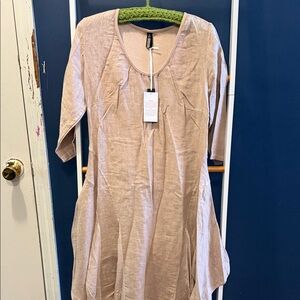 Elegant Tan Linen Dress